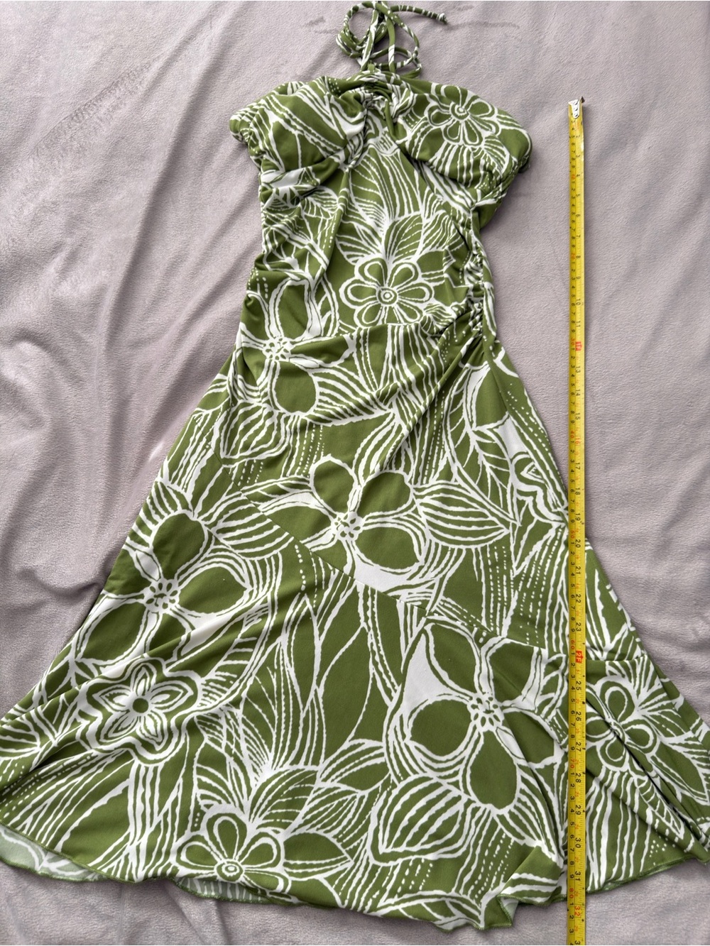 Ruby Rox Olive Green and White Floral Halter Maxi Dress